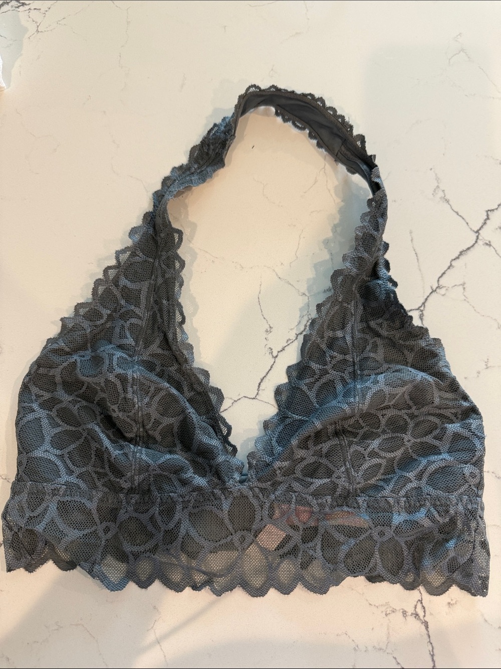 PINK Victoria's Secret Gray Floral Lace Halter Bralette